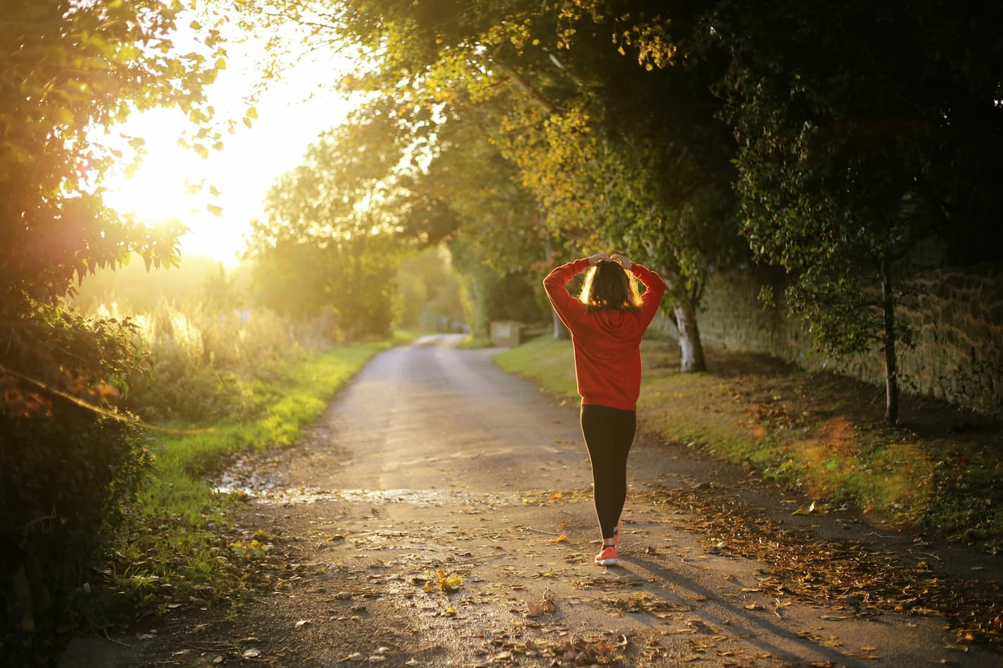 woman walking on a path